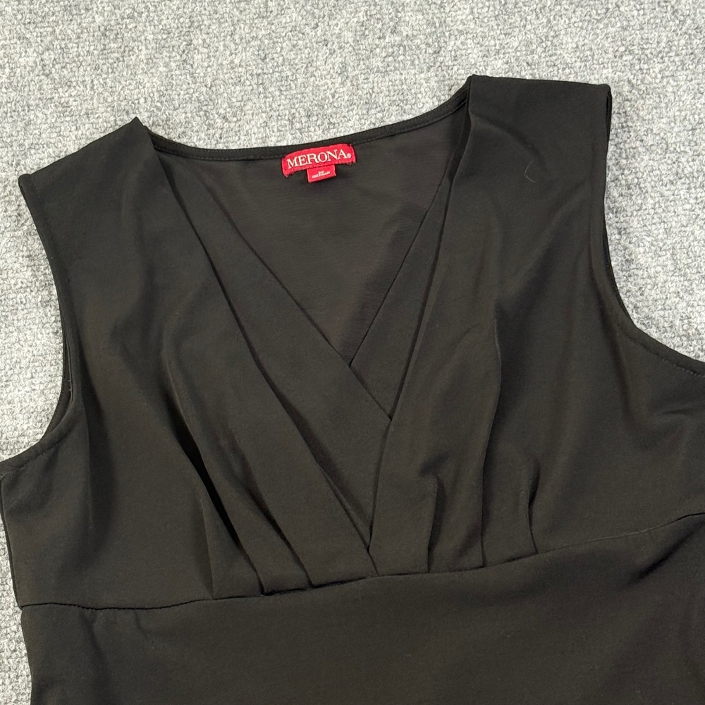 Merona Little Black Midi Dress Sleeveless V-Neck Casual Coctail Career Party M